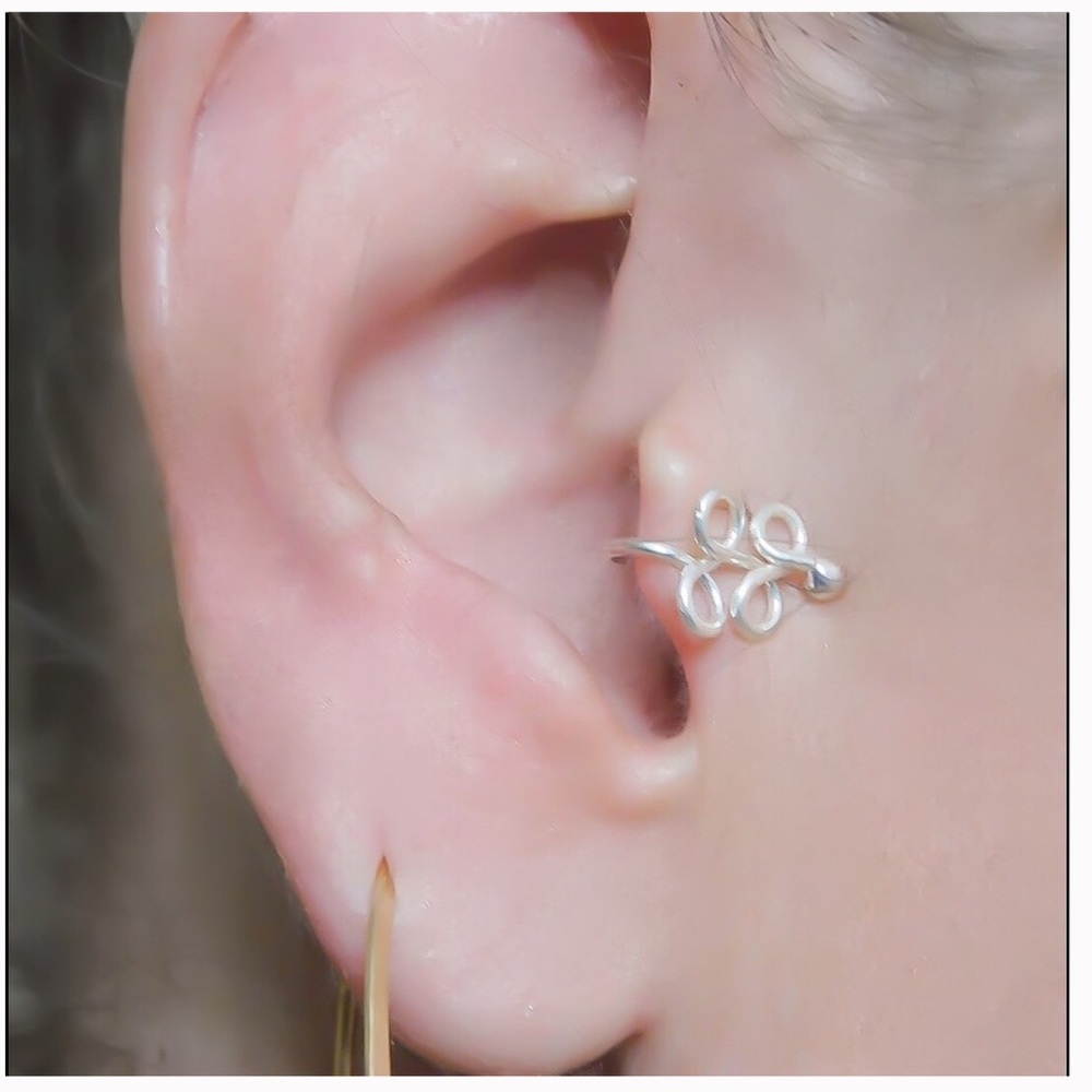 3 PACK! 925 sterling silver butterfly ear cuff clip on fake cartilage earring